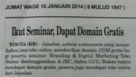 Ikut Seminar, Dapat Domain Gratis [Jumat,10 Januari 2014]